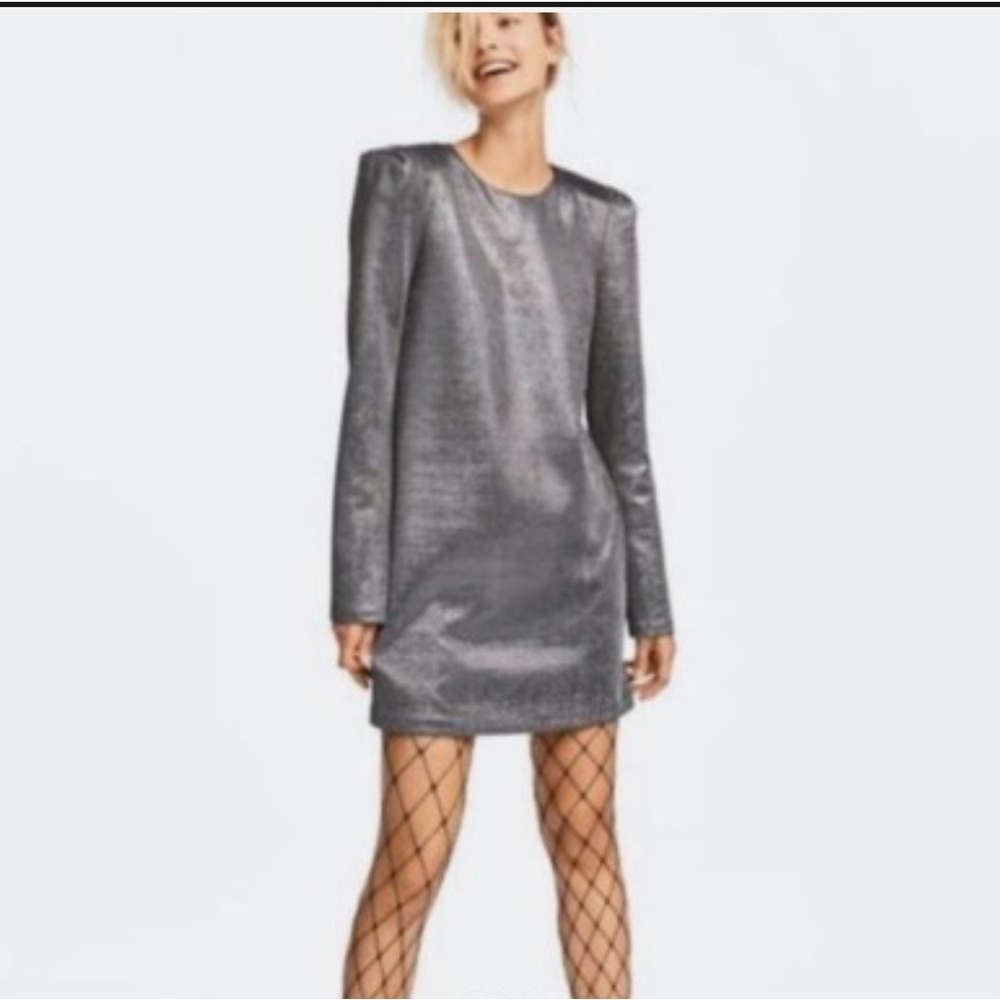 H&M Metallic Long Sleeve Mini Dress | Shimmer Party Night Out